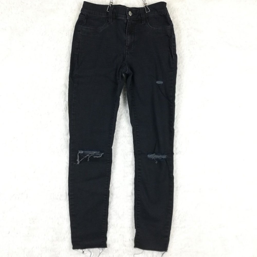 Pacsun Womens‎ Jeans Ankle Jeggings Blue Denim Indigo Wash Ripped Raw Hem 24